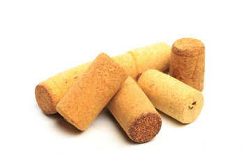 Wine corks isolated on white background .