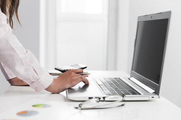 Fototapeta premium Business man working in a office desktop