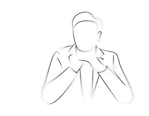 Businessman working character with sapce of text vector flat line art design.