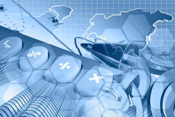 Mail signs, graph and buildings