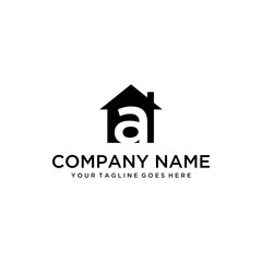 Modern home illustrations with letter A marks in it as initials of a real estate company logo design