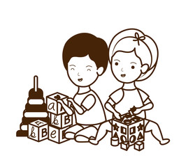 Isolated baby boy and girl design