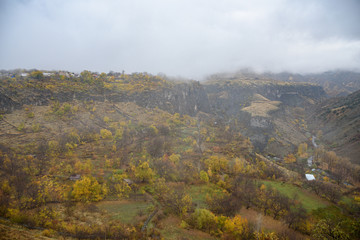 Garni Gorge, Kotayk region, near the village of Garni. It is represented by five high, often hexagonal basalt columns. Along the gorge extends the Garni Plateau. The gorge is one of the most tourist d