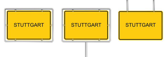  yellow road sign with STUTTGART isolated on white background