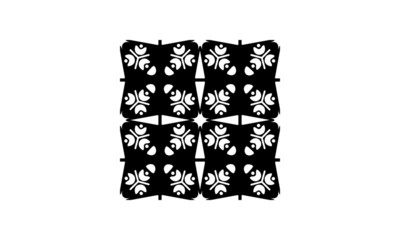 White vector tile seamless pattern on black background