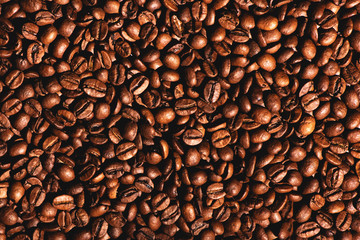 Close up of coffee beans texture background.