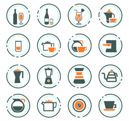 Utensils for the preparation of beverages icons