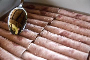 Antipasto of Ham rolls in gelatin 