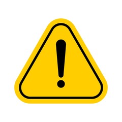 Hazard warning symbol. Vector warning icon isolated on white background. Flat symbol with exclamation mark.