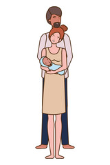 Isolated mother and father with baby design