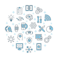 Mobile app development banner. For Smartphone user interface, website icons, Software API