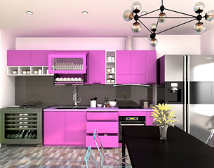 3d render of luxury kitchen