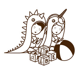 Isolated baby boy and girl design