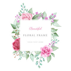 Beautiful floral square shaped frame for wedding cards composition