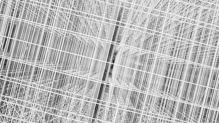 Aerial top view structure of steel building construction, Metal steel frame buildings construction design, Aerial view construction site.