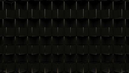 Black Abstract Square Reflective Pattern Background - 3D Illustration