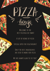 Pizza house. Flyer with pizza slices