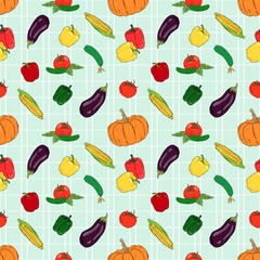 vector fresh vegetables seamless pattern