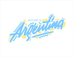 Country name for Argentina.Name country word text card, banner script. Beautiful typography. Handwritten design modern brush lettering isolated vector.