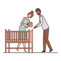 Isolated mother and father with baby design