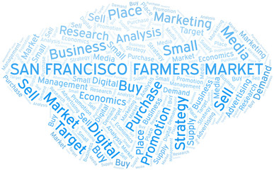 San Francisco Farmers Market word cloud. Vector made with text only.