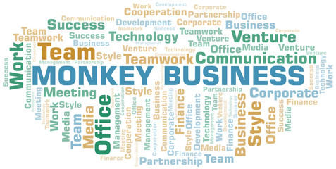 Obraz premium Monkey Business word cloud. Collage made with text only.