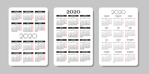 Calendar 2020. Vector design template.