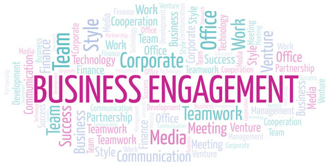 Obraz premium Business Engagement word cloud. Collage made with text only.