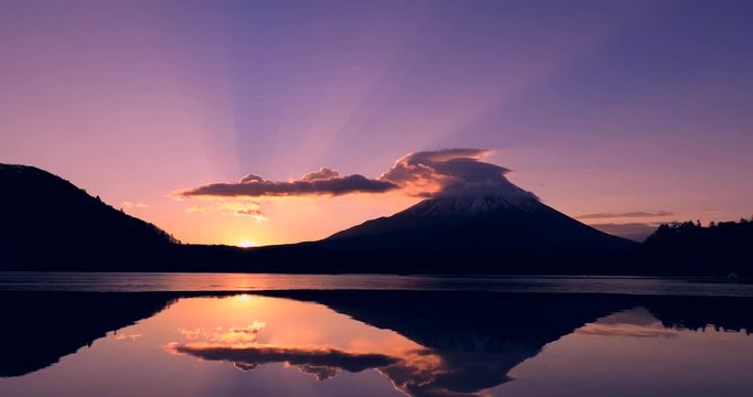 Lake Shoji and Mount Fuji at sunrise, Yamanashi Prefecture, Japan