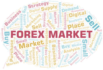 Forex Market word cloud. Vector made with text only.