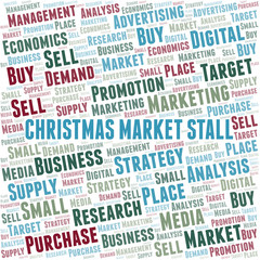 Christmas Market Stall word cloud. Vector made with text only.