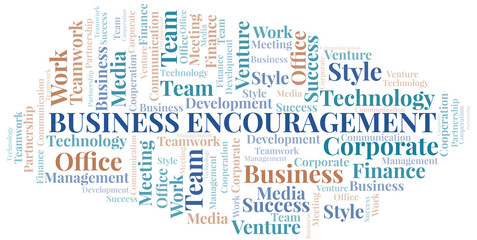 Obraz premium Business Encouragement word cloud. Collage made with text only.