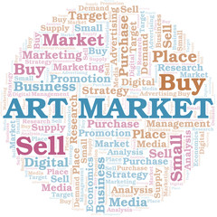 Art Market word cloud. Vector made with text only.
