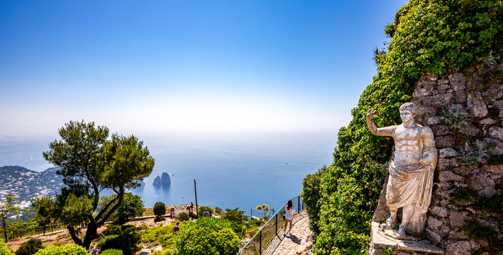 view of Capri island from Monte Solaro, in Anacapri