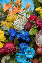 Beauty floristic decoration with colorful tropical flowers