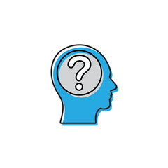 Head with question mark vector icon isolated on white background