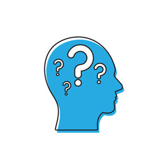 Head with question mark vector icon isolated on white background