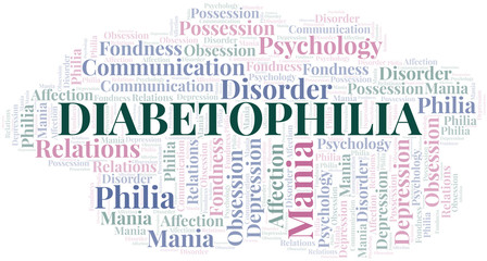 Fototapeta premium Diabetophilia word cloud. Type of Philia.
