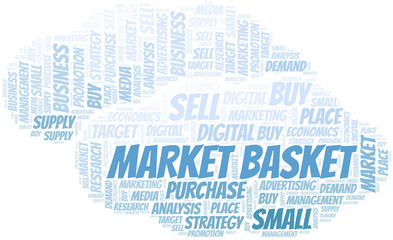 Obraz premium Market Basket word cloud. Vector made with text only.