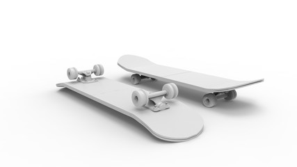 3D rendering of a skateboard isolated in white studio background