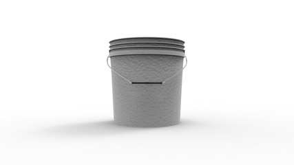 3D rendering of a plastic bucket isolated in white background