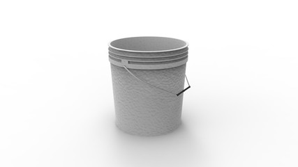 3D rendering of a plastic bucket isolated in white background
