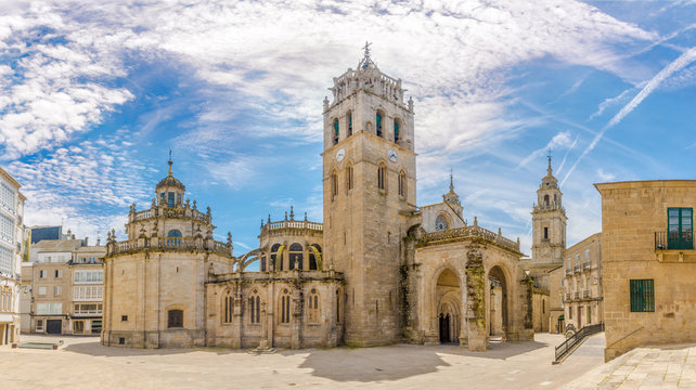 Panoramic view at the Complex building of Cathedral in Lugo - Spain