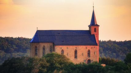 Obraz premium Bavarian Countryside Landscape in Franken in the sunset