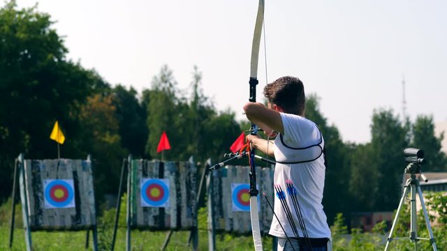 Aiming from the bow is getting done by the archer