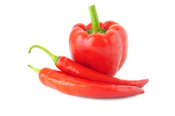 Red paprika and sweet pepper isolated on white background