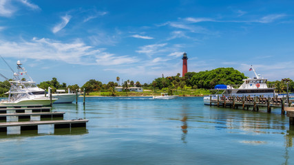 Beautiful view of the Jupiter lighthouse at sunny summer day in West Palm Beach County, Florida © lucky-photo