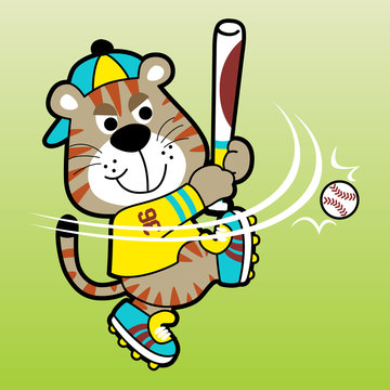 vector cartoon of tiger the baseball player