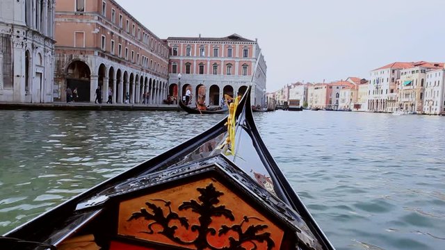 Gondola point of view Venice waterway, Italy