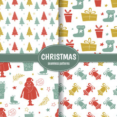 Christmas set of holiday pattern with decoration elements
